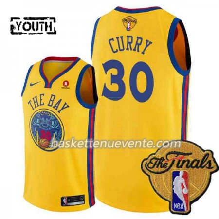 Maillot Basket Golden State Warriors Stephen Curry 30 2018 NBA Finals Jaune Nike City Edition Swingman - Enfant